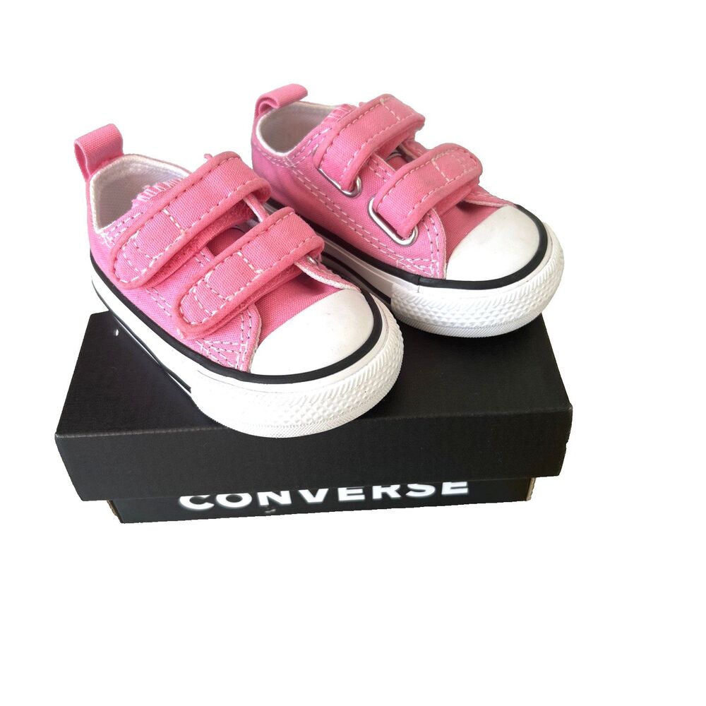 Converse All Star Chuck Girl Infant Pink Canvas Double Strap US 2